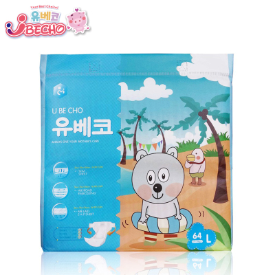 韩国优贝可 升级版超薄干爽 婴儿纸尿裤 大码 L64片 尿不湿