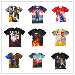 3D系列篮球巨星短袖T恤大码潮科比詹姆斯麦迪库里青少年运动球衣