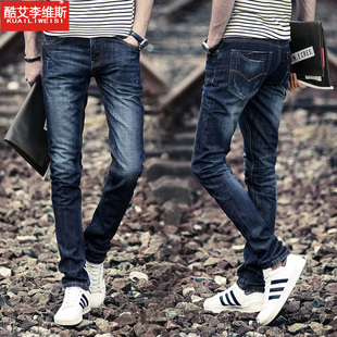 酷艾李维斯夏季薄款韩版潮男子男士直筒修身款青少年复古长牛仔裤