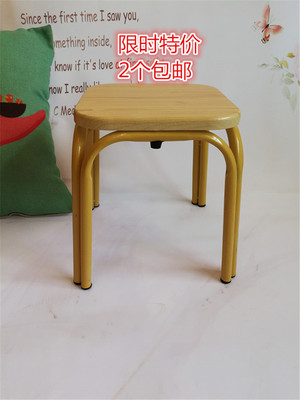四方形木凳子小凳子铁腿木头面矮凳子大人儿童结实凳子正方形面凳