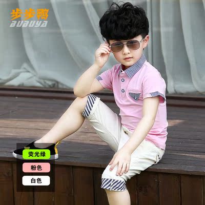 童装男童夏装2016韩版3夏季5短袖7儿童新款9周岁套装11两件套t恤