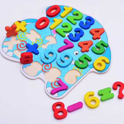 实木数字字母拼图积木早教益智立体拼版儿童手抓配对玩具3-4-6岁