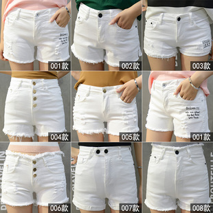牛仔短裤女装夏季韩版新款修身显瘦高腰大码学生简约纯色牛仔热裤