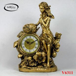 欧式落地钟 客厅复古美式座钟 时尚创意现代树脂女神静音落地钟表