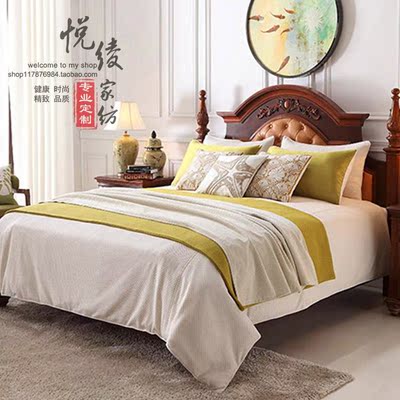 中式美式高档床上用品现代简约样板房绒布多件套别墅软装家纺床品