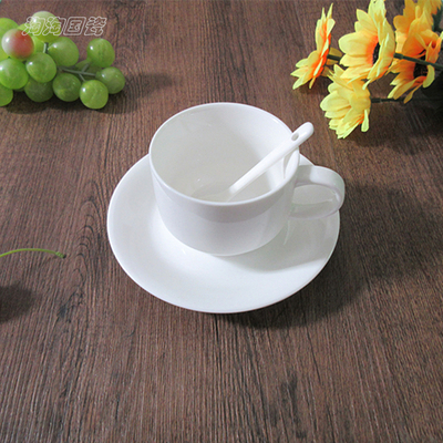 酒店餐厅餐具 纯白色高档咖啡杯碟套装 咖啡杯 创意陶瓷咖啡杯碟