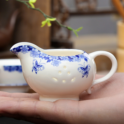 迷你玲珑公道杯小号茶海分离式功夫茶道具配件冲茶器青花陶瓷