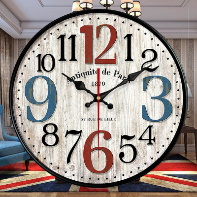 美式复古墙钟表客厅壁钟创意潮流现代简约时钟静音石英钟装饰挂钟