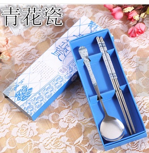 超值包邮不锈钢精美筷子勺子套装便携旅行外带餐具家用餐厅勺子筷