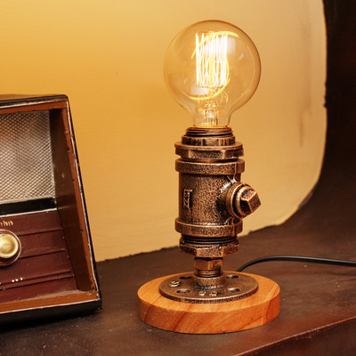 美式装饰复古台灯 Loft爱迪生工业风个性水管灯咖啡厅创意台灯