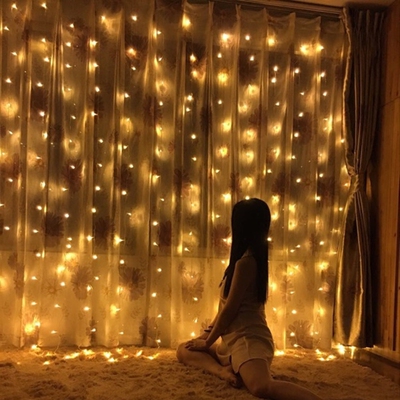 LED窗帘小彩灯闪灯串灯少女心房间装饰挂灯卧室浪漫主播背景清新