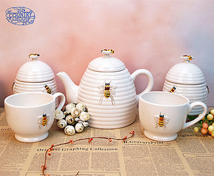 美式咖啡壶组陶瓷蜜蜂茶壶乡村冷饮壶组家居用品店长清货促销包邮