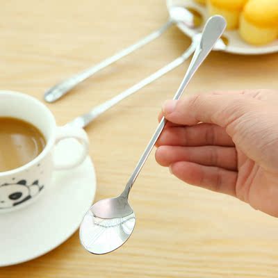 韩式不锈钢勺子 汤勺 长柄勺子 咖啡搅拌勺 汤匙 圆勺 调羹 批发
