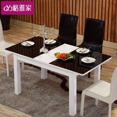 现代简约餐桌钢化玻璃烤漆饭桌餐台宜家小户型伸缩餐桌4人6人8人