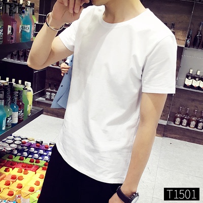 T2K新款夏装简约纯色素色男士短袖T恤潮韩版男装棉质打底衫短袖男
