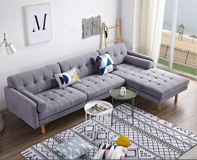 北欧转角布艺沙发小户型组合沙发现代简约客厅北欧印象实木沙发