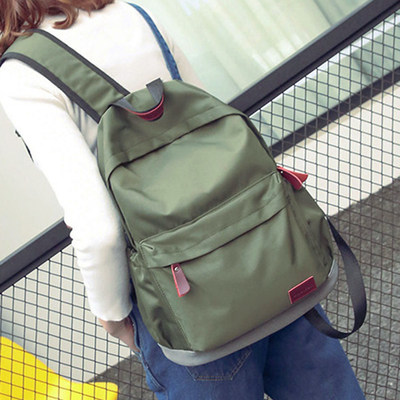 牛津布纯色双肩包女日韩版学生背包学院风大容量书包休闲旅行包潮