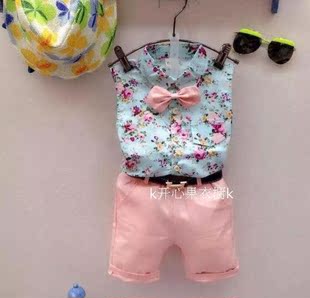 男童夏装碎花背心套装潮韩版宝宝无袖背心+裤子1-2-3-4-5岁两件套