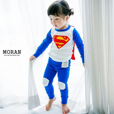 男童店 韩国童装代购 2016秋款 男女童儿童装英雄超人个性套装
