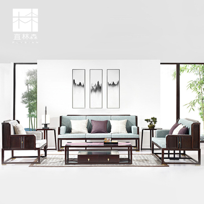 新中式实木沙发组合现代别墅客厅沙发酒店会所样板房家具可定制