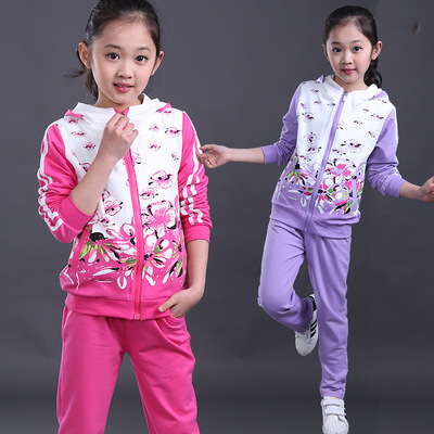 儿童秋季新款女童套装童装2016韩版运动潮 小女孩纯棉两件套