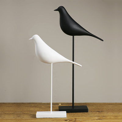 特惠北欧高级树脂创意家居工艺装饰品摆件 黑白小鸟