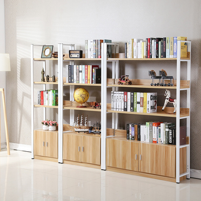 创意简易钢木书架多层置物架组装书架学生落地组合书柜书橱货架