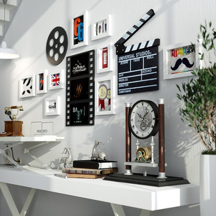 简约现代电影场记板实木照片墙客厅创意相框墙卧室相片墙相册墙大