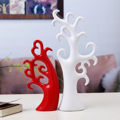 简约现代家居装饰品创意新房客厅摆件设陶瓷器工艺品发财树爱情树