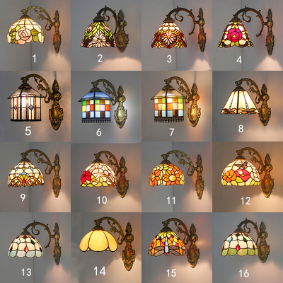蒂凡尼灯创意美式乡村卧室床头壁灯地中海壁灯镜柜单头卫浴镜前灯