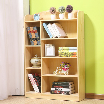 书架儿童书柜实木书架简易组合书架落地书橱学生书架置物架储物柜