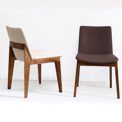 北欧复古实木餐椅现代简约布艺真皮椅子咖啡馆桌椅茶餐厅桌椅组合