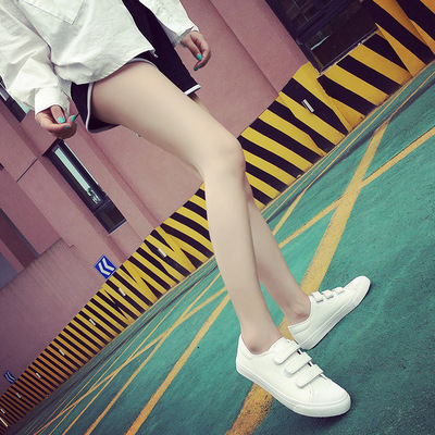韩国ulzzang黑白色百搭低帮帆布鞋女夏魔术贴小白鞋休闲平底板鞋