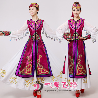 新款蒙古族舞蹈演出服装大摆裙内蒙古地区少数民族舞蹈表演服饰女