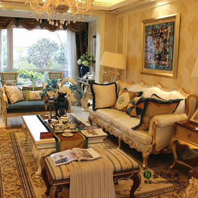 欧式沙发实木布艺沙发组合新古典法式田园样板房小户型23新款沙发
