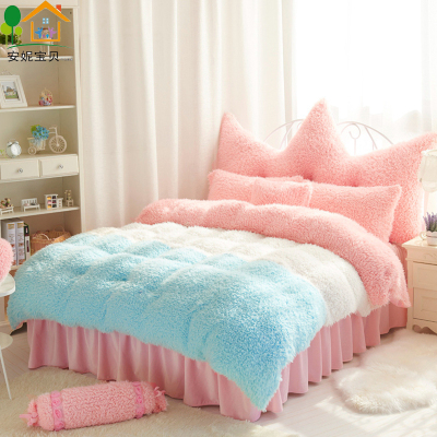 冬天床上用品四件套加厚保暖珊瑚绒1.5米1.8m/2.0韩式公主风双人