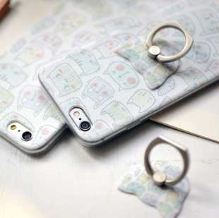 卡通6s苹果手机软壳指环扣支架iphone 6plus 5.5超薄韩小清保护套