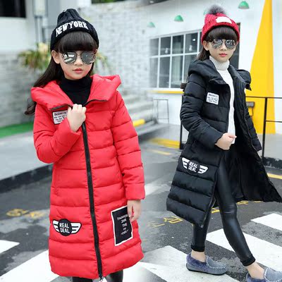 2016女童冬季加长款加厚版休闲风衣手塞棉韩版中大童外套新款包邮