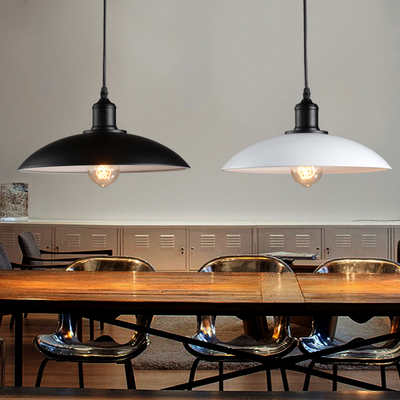 北欧宜家loft复古工业风餐厅酒吧咖啡厅网咖创意单头铁艺锅盖吊灯