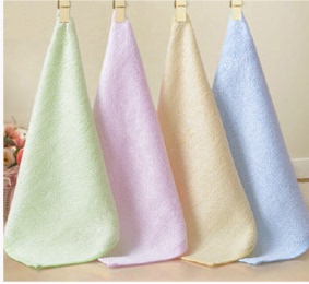 竹纤维方巾手帕 素色全竹方巾 儿童小毛巾手帕面巾 3条装一包