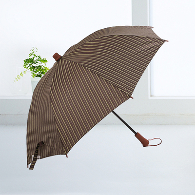 超轻晴雨两用伞 精品时尚礼品伞韩国伞 棕色条纹直杆长柄晴雨伞