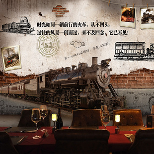 复古怀旧蒸汽火车大型壁画致青春艺术墙纸咖啡馆西餐厅KTV壁纸