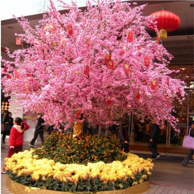 仿真桃花树许愿树桃花枝大厅办公区户外装饰假树新年年会花树包邮