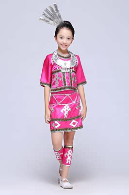 2016新款儿童高山族演出服女童少数民族服装高山族服饰舞蹈表演服