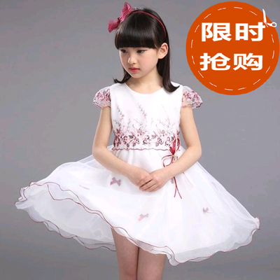 女童连衣裙夏季棉质白色公主裙2016新款甜美童装8岁蕾丝美丽宝贝