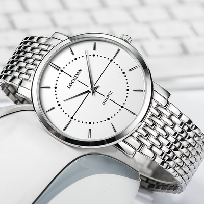 瑞士品牌劳卡丹手表超薄时尚男女对表防水精钢带石英情侣一对腕表