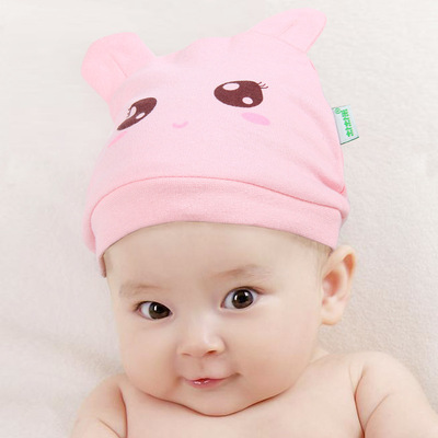 韩版新款纯棉宝宝双面套头帽婴幼儿春秋防风帽胎儿童帽子