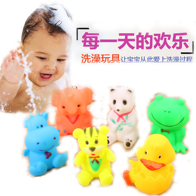 搪胶洗澡玩具捏捏叫宝宝洗澡玩具大小黄鸭子儿童动物发声戏水玩具