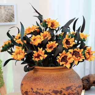 尚卉 仿真花向日葵干花客厅室内摆件太阳花简约复古假花花束绢花