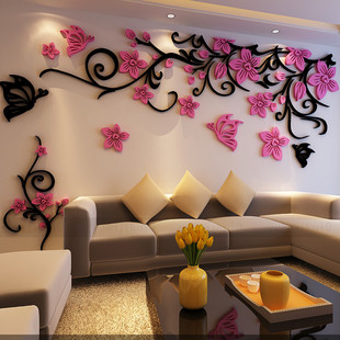 花藤水晶3d立体墙贴亚克力墙面装饰品创意沙发客厅电视背景墙贴纸